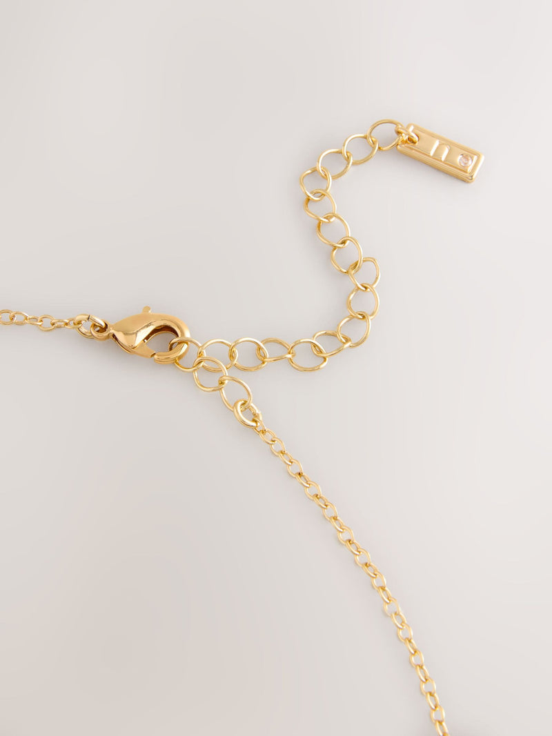 Dainty heart necklace gold tone with cubic zirconia - British product