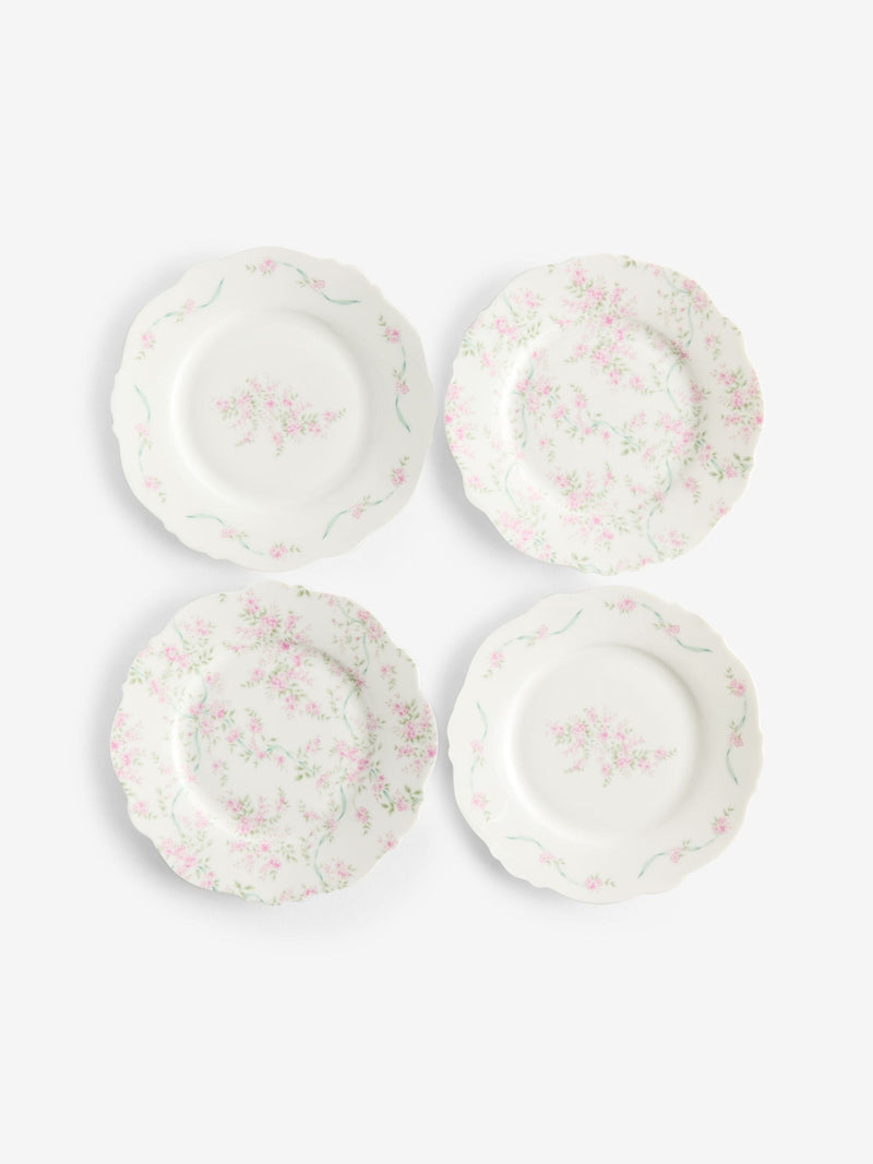 Shabby Chic pink floral side plates set of 4 - British product