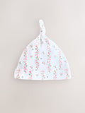 Baby beanies 3 pack pink/white tie top 0-12mths - British product