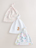 Pink tie top baby beanie 3 pack (0-12mths), imported from the UK