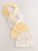 Next Yellow Baby Turban and Bib Set 4 Piece (0-18mths)- Buy online at McGrocer