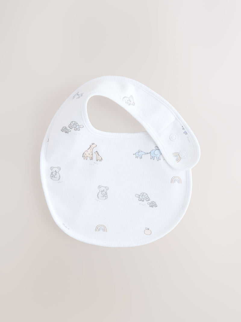 White baby bibs 5 pack, imported from the UK