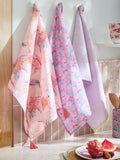 Tea towels floral tile design set of 3 - British product