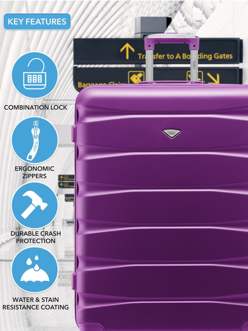 Flight Knight purple hardcase travel suitcases set of 2, imported from the UK
