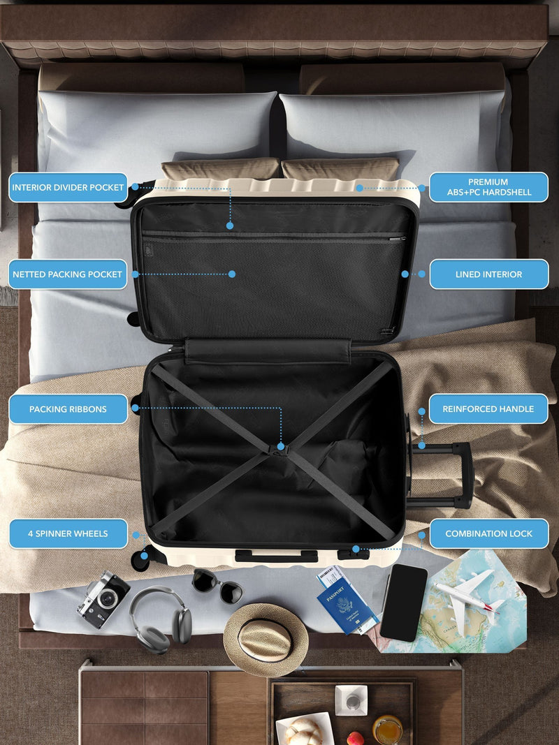 Flight Knight medium cream check-in suitcase (British brand)