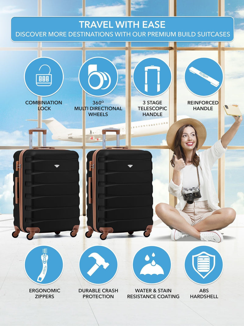 Flight Knight medium check-in suitcase black 70cm (British brand)