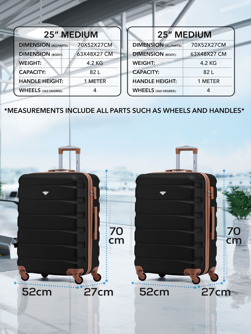 Flight Knight medium check-in suitcase black 70cm (British brand)