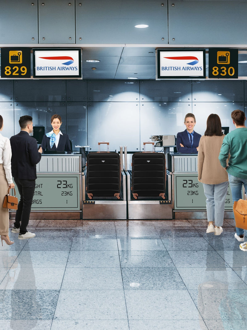 Flight Knight medium check-in suitcase black 70cm (British brand)