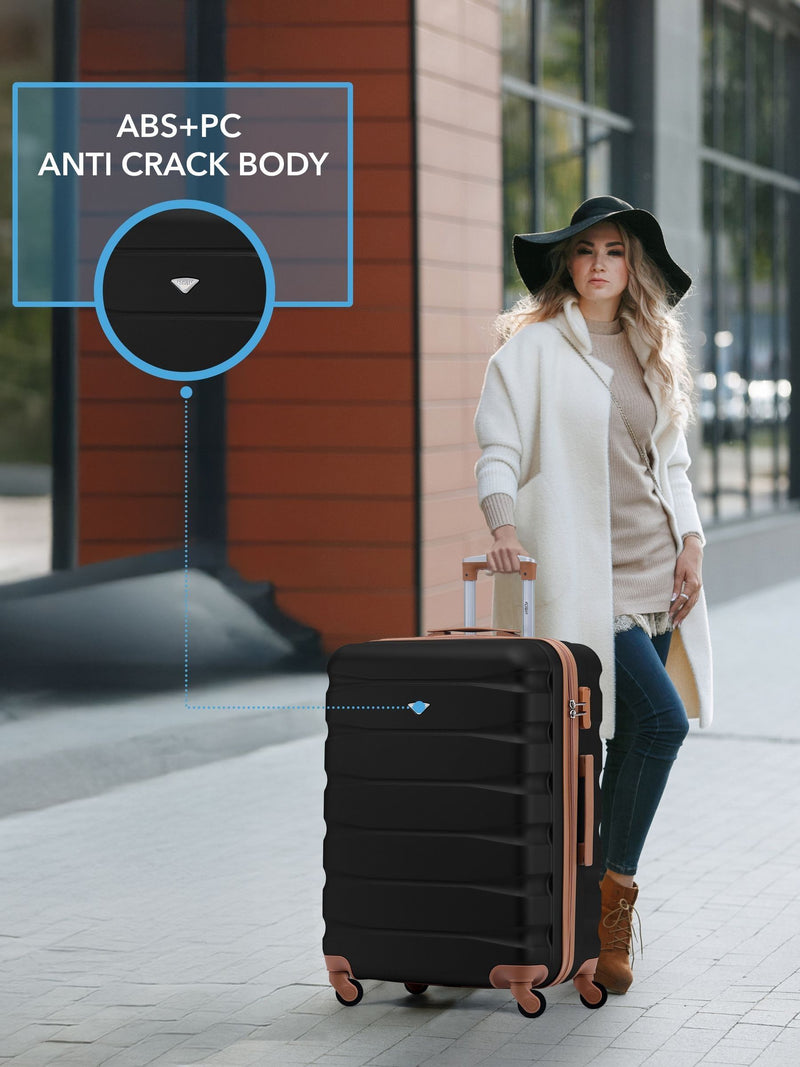 Flight Knight medium check-in suitcase black 70cm (British brand)