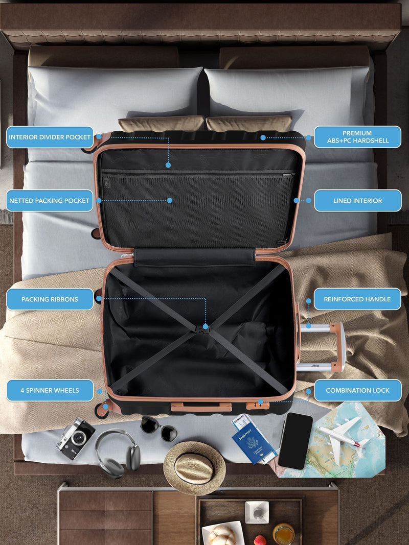 Flight Knight medium check-in suitcase black 70cm (British brand)