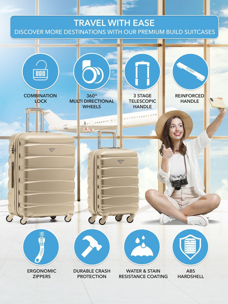 Flight Knight travel suitcases nude set of 2, imported from the UK