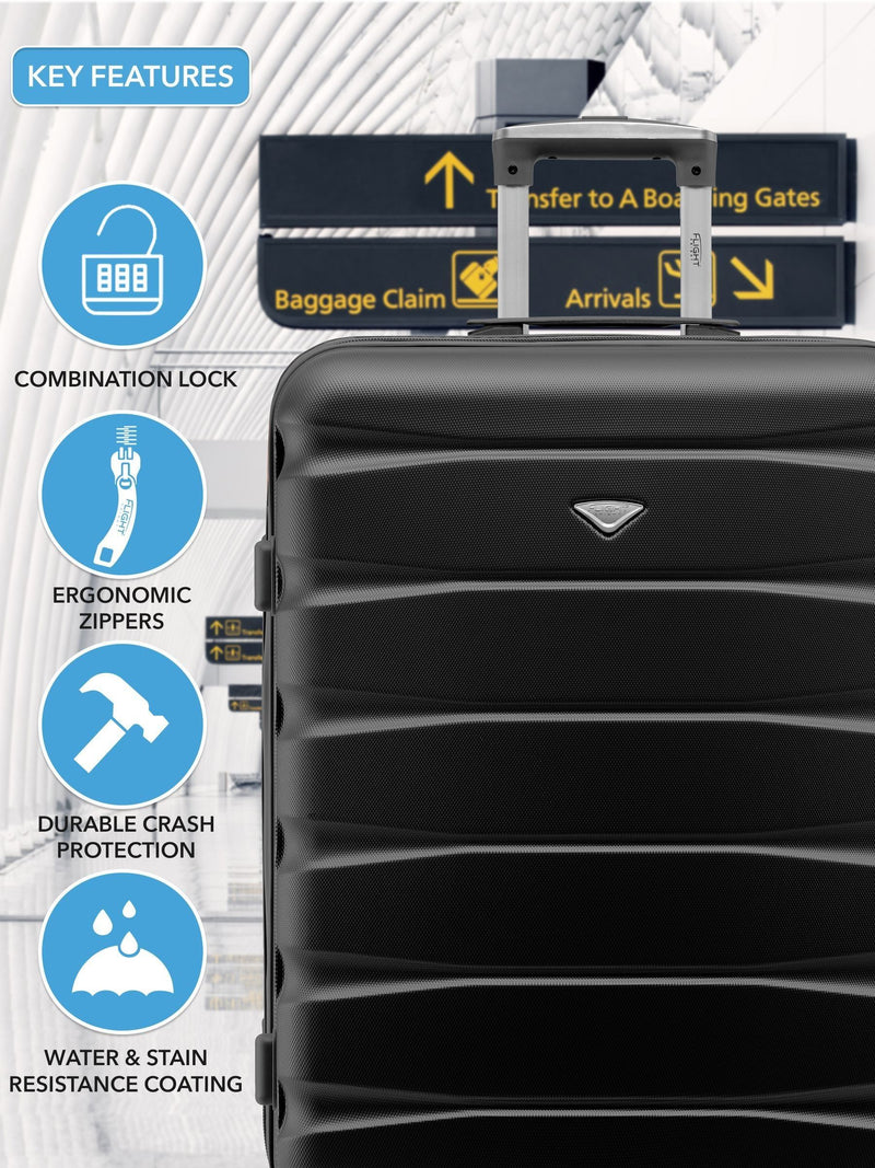 Flight Knight black cabin and medium suitcase set, imported from the UK