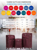 Flight Knight purple soft case luggage set of 3, imported from the UK