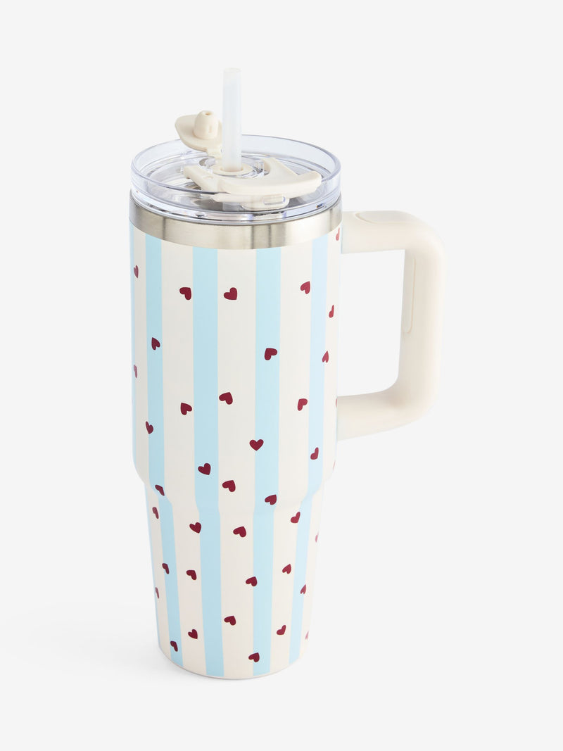 Love heart print stainless steel water bottle 900ml, UK version