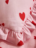 Pink and Red Ruffle Hearts Cushion, UK version