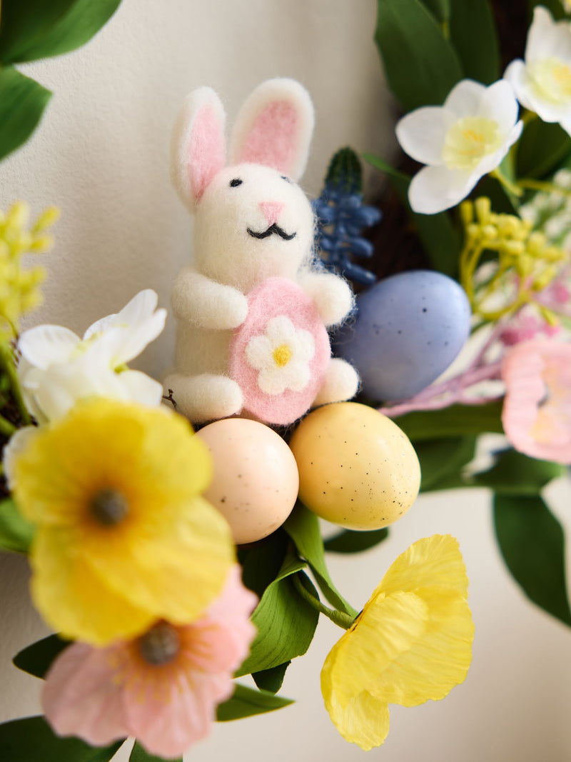 Floral Easter wreath with bunny and eggs 32cm (British brand)