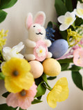 Floral Easter wreath with bunny and eggs 32cm (British brand)