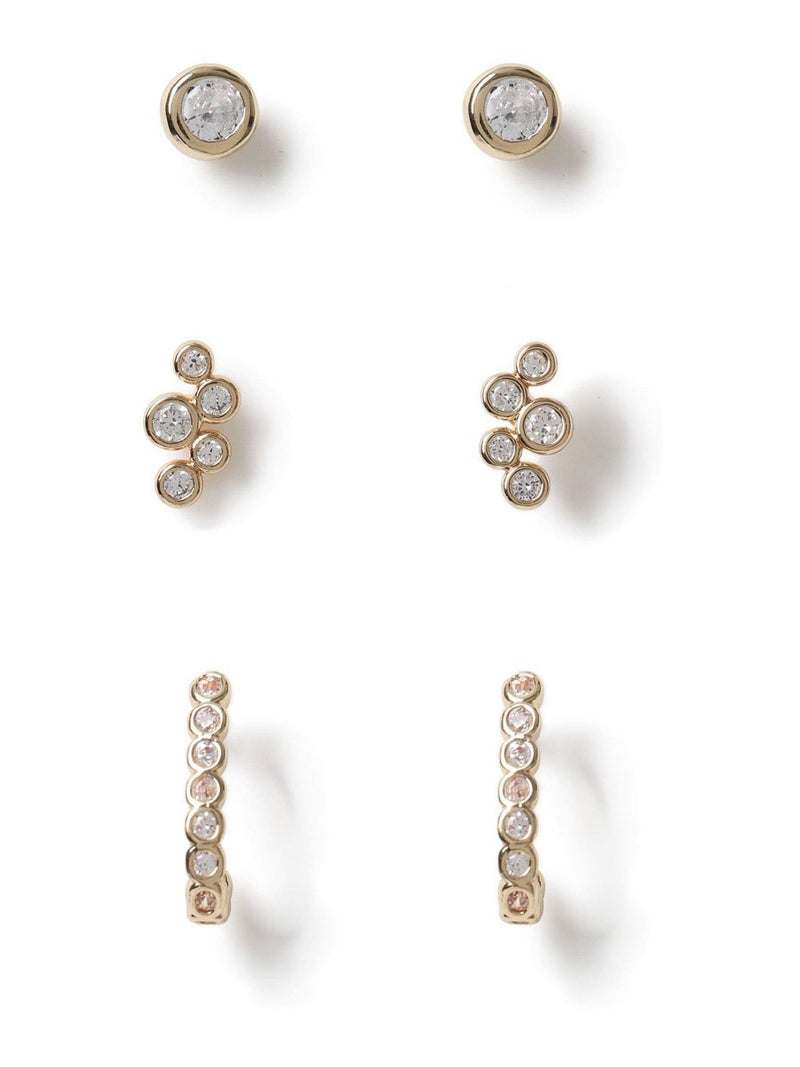 Aela gold tone diamond simulant earrings multipack - British product