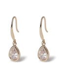 Gold Tone Diamond Simulant Teardrop Earrings