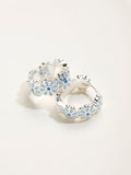 FatFace silver tone Daiy enamel hoop earrings (British brand)