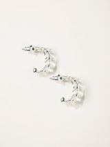 Next FatFace Silver Tone Leaf Hoop Earrings, 1cm- Buy online at McGrocer
