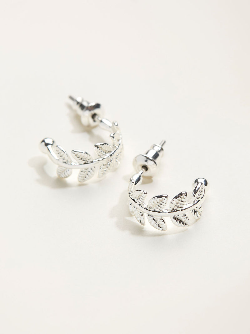 FatFace silver tone leaf hoop earrings - British product