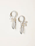FatFace silver tone leaf drop earrings - British product