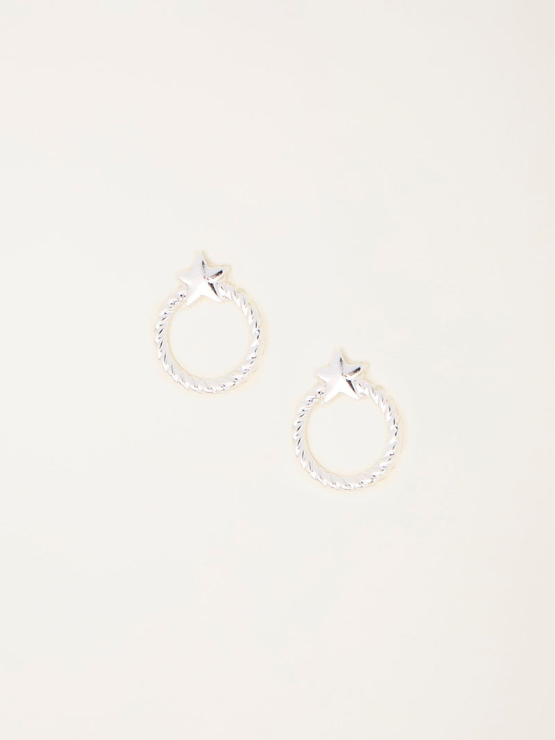 FatFace silver tone star circle stud earrings, imported from the UK