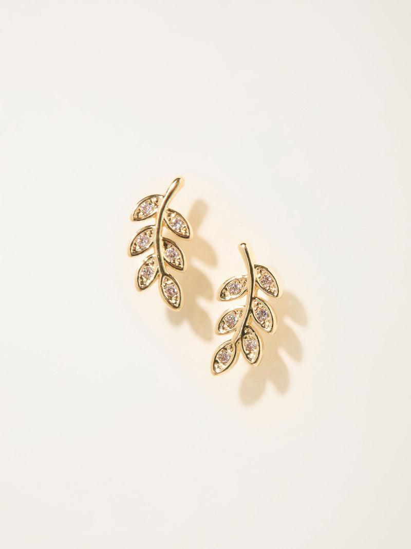 FatFace gold tone leaf stud earrings, imported from the UK