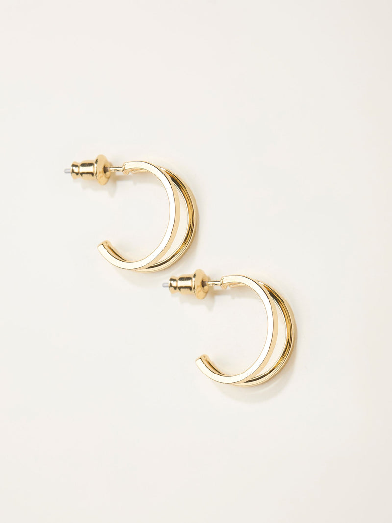 FatFace gold tone double hoop earrings 1.5cm, UK version
