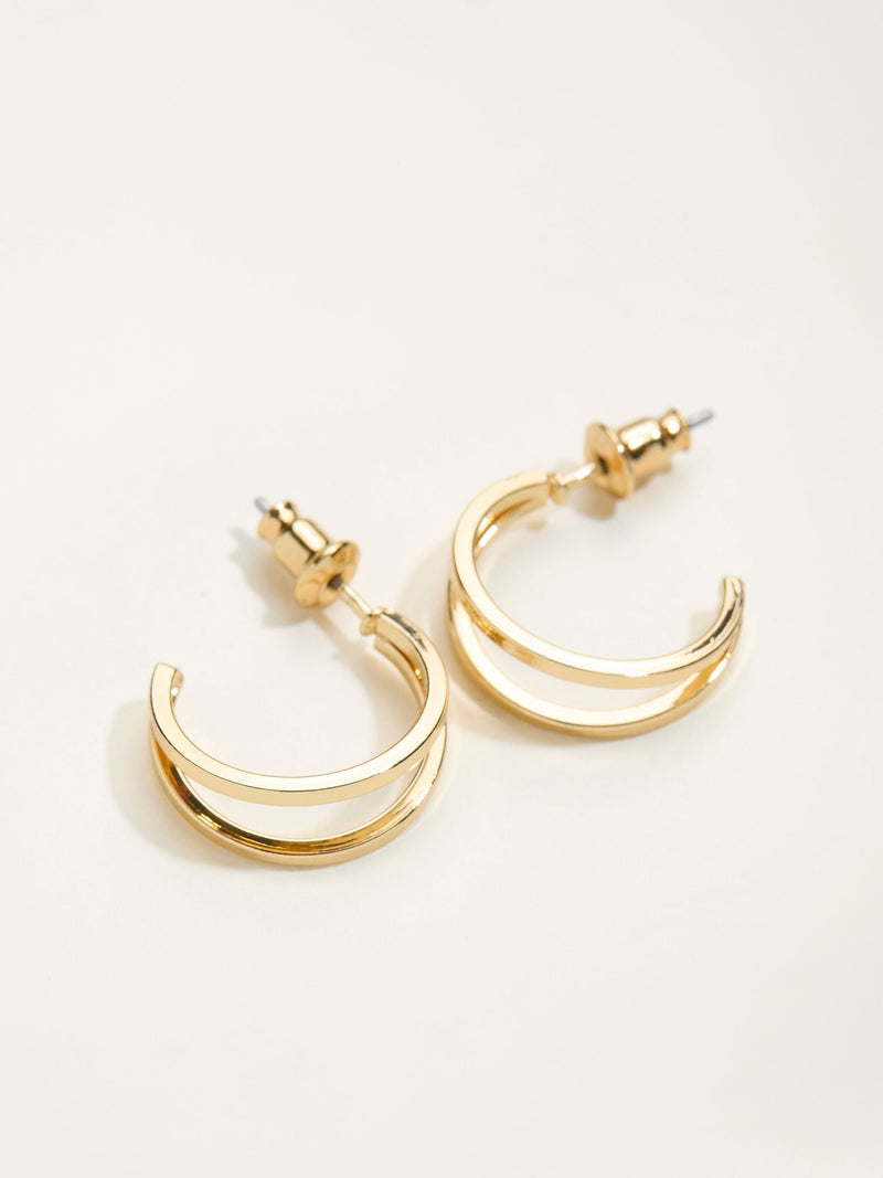FatFace gold tone double hoop earrings 1.5cm, UK version