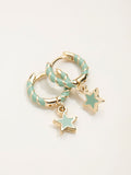 FatFace green star twist hoop earrings 2cm - British product