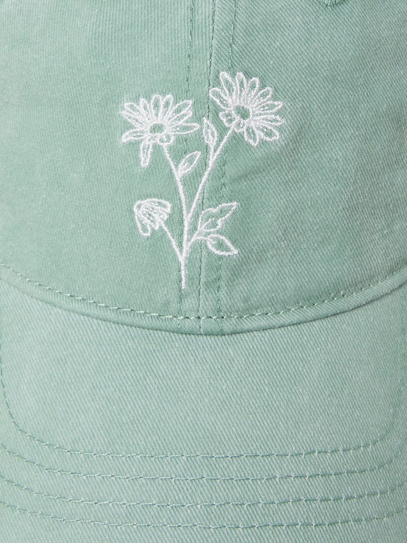 FatFace green embroidered daisy cap cotton - British product
