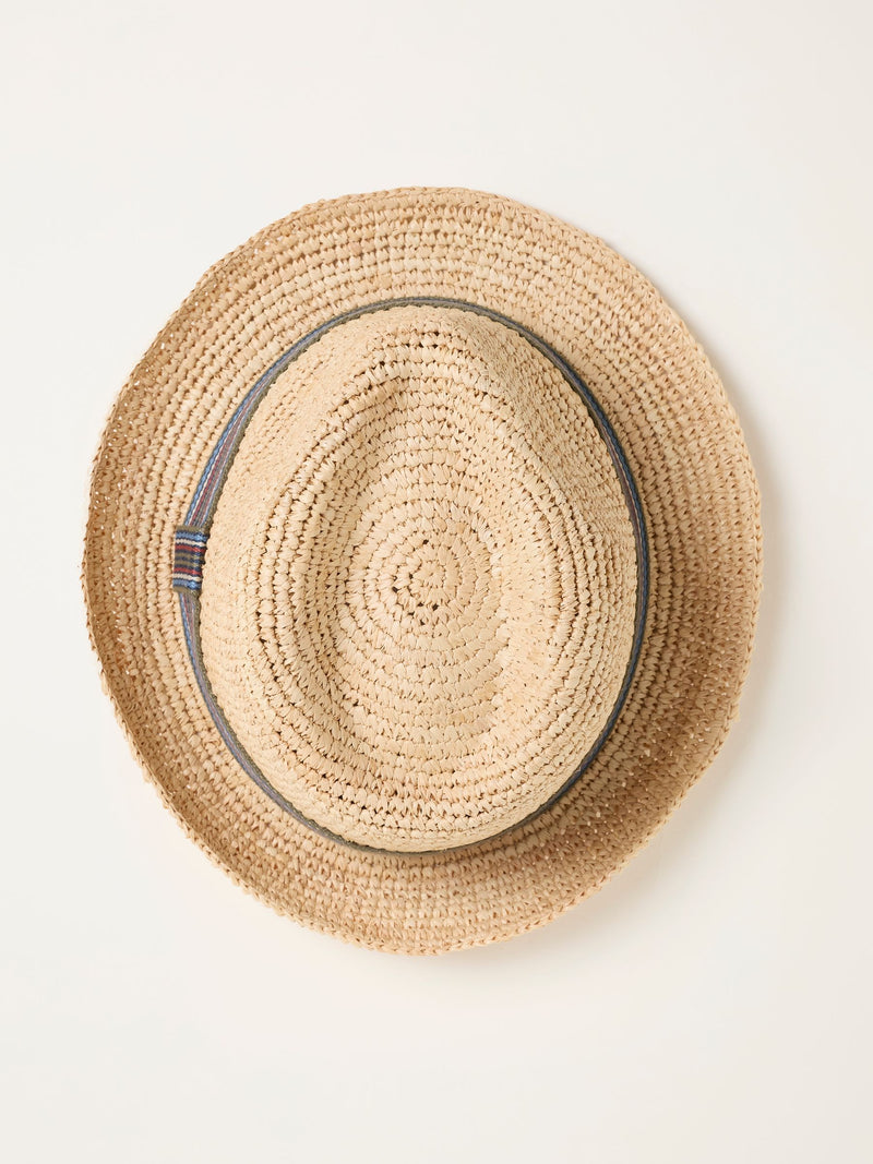 FatFace straw trilby hat in natural stripe (British brand)