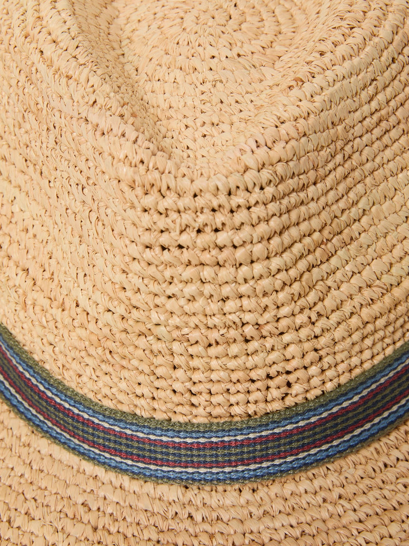 FatFace straw trilby hat in natural stripe (British brand)