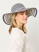 Next FatFace Navy Blue Stripe Straw Sun Hat- Buy online at McGrocer
