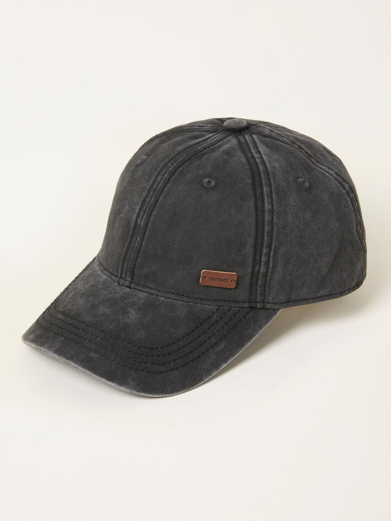 FatFace washed black twill baseball cap (British brand)