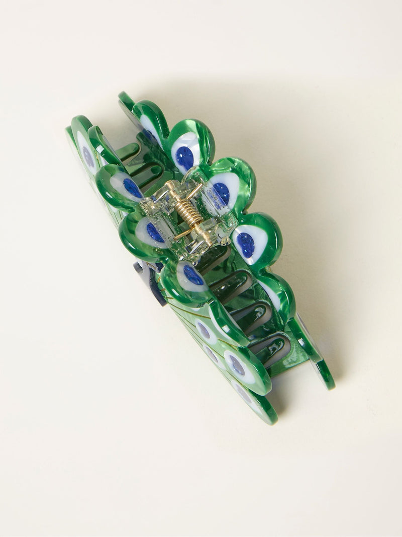 FatFace green peacock claw clip hair accessory UK version