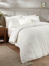 Next White Harrison Stripe Tufted Soft Touch Duvet Cover Set- Buy online at McGrocer