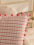 Nina Campbell red woven pom cushion 50cm, UK version
