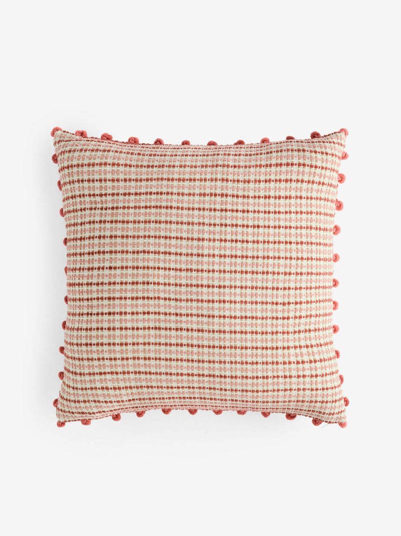 Nina Campbell red woven pom cushion 50cm, UK version