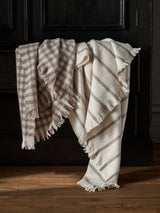 Next The Set 2 Pack Natural Gingham and Stripe Cosy Throws- Buy online at McGrocer