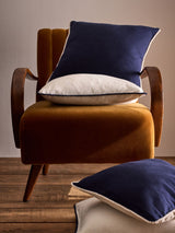 Next Cotton Linen Pom Pom Cushion Covers - The Set 4 Pack - Navy/Natural - 45cm x 45cm- Buy online at McGrocer