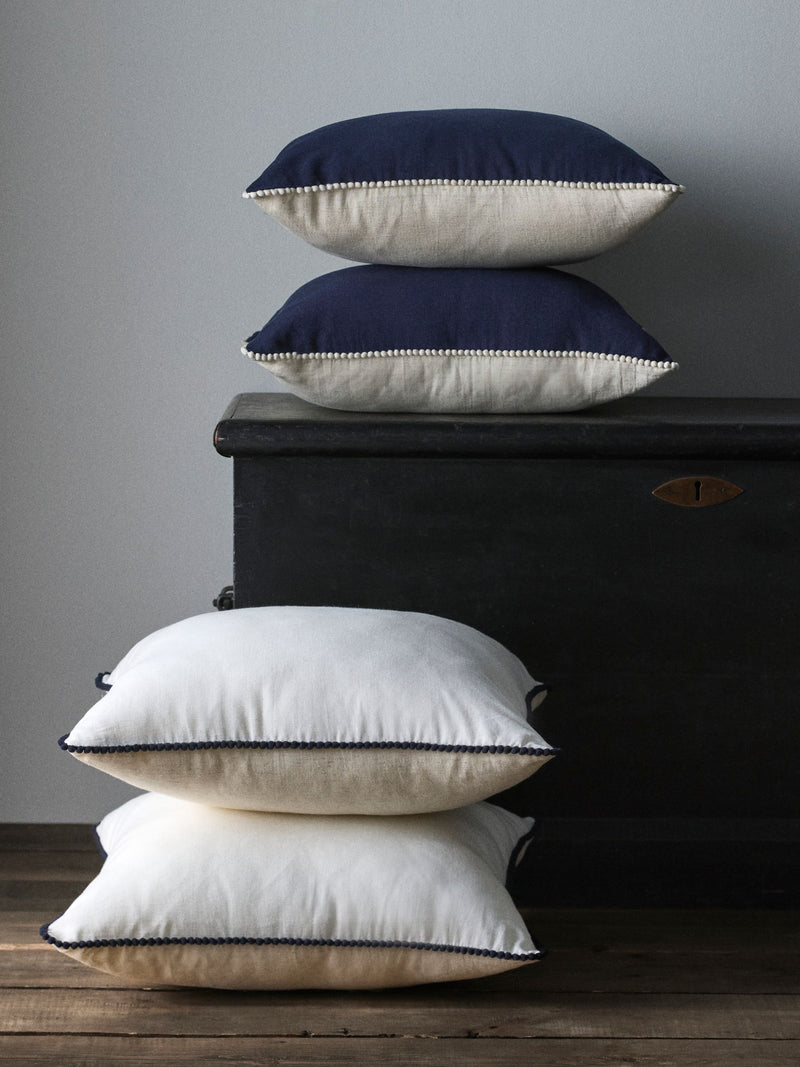 The Set cotton linen cushion covers navy natural 45cm (British brand)