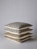 Cotton cushion cover set natural and woodblock floral 45cm, imported from the UK