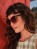 FatFace Sophia square sunglasses in pink, UK version