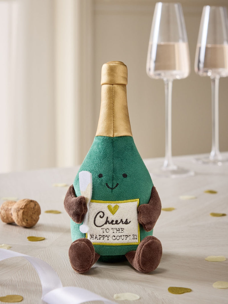 Green Cheers bottle plush ornament 18cm, imported from the UK