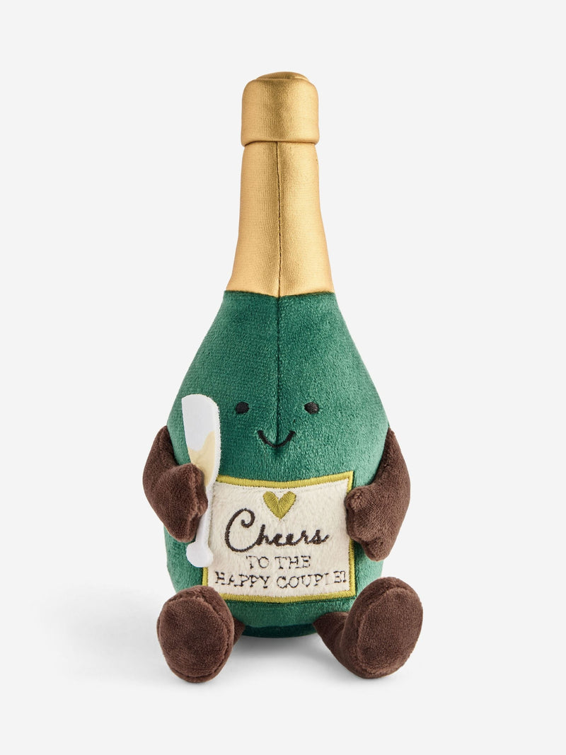 Green Cheers bottle plush ornament 18cm, imported from the UK
