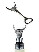 Next Selbrae House Silver Highland Cow Bottle Opener and Stopper Set- Buy online at McGrocer