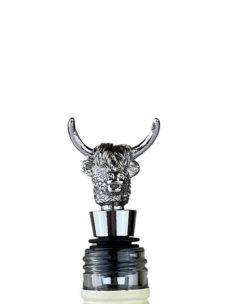 Selbrae House silver highland cow bottle opener and stopper set (British brand)
